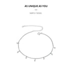 Authentic 925 Sterling Silver Minimalism Tassel Chain Anklet for Women Anklets