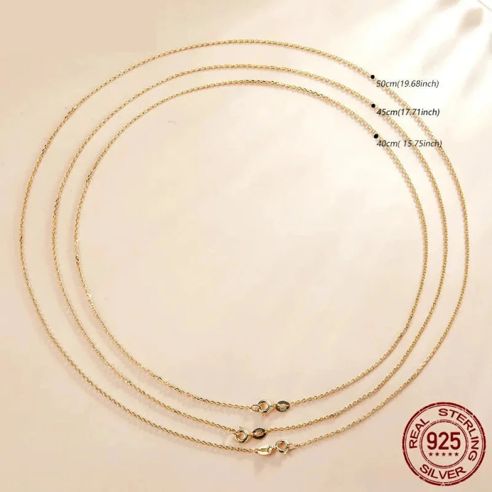 Authentic Gold Color 925 Sterling Silver Basic Cable Chain Necklace - SCA016 - Necklaces