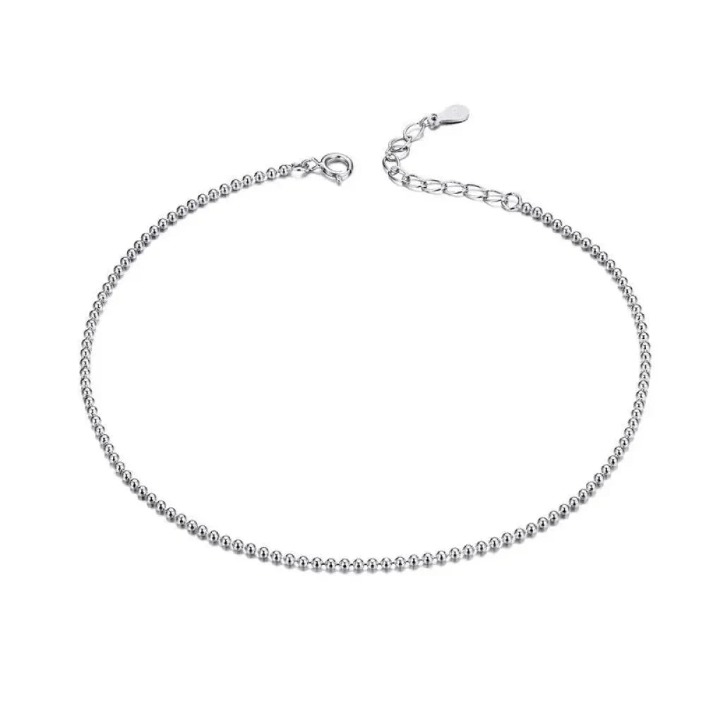 Simple Essential Bead Link Anklets - 925 Sterling Silver Bracelet for Foot jewellery - Beads