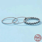925 Sterling Silver Braided Texture Twisted Eternity Band Stackable Rings Fine Jewelry