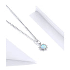 925 Sterling Silver White Opal Sun Pendant Necklace Apollo Chain for Women Necklaces