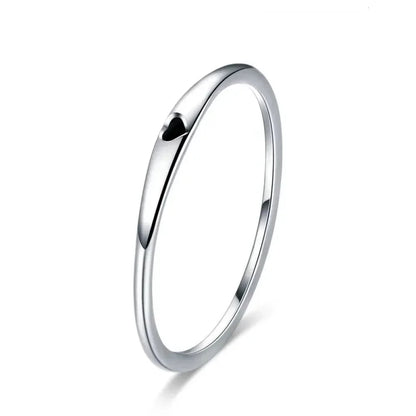925 Sterling Silver Heart Wedding Band - Symbol of Love Stackable Promise Ring in 2 Colors (Size 5-10) - Rings