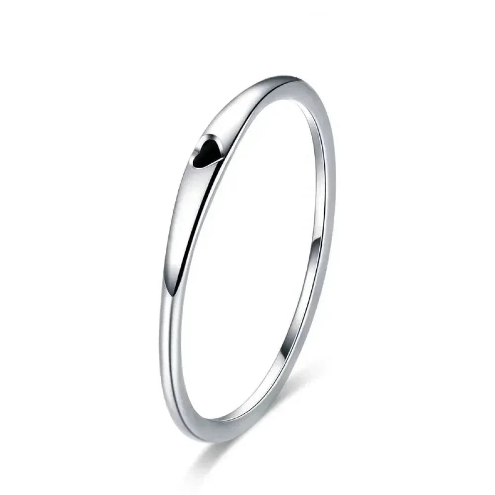 925 Sterling Silver Heart Wedding Band - Symbol of Love Stackable Promise Ring in 2 Colors (Size 5-10) - 5 - Rings