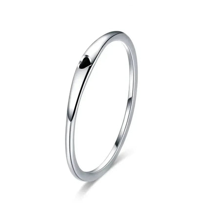 925 Sterling Silver Heart Wedding Band - Symbol of Love Stackable Promise Ring in 2 Colors (Size 5-10) - 5 - Rings