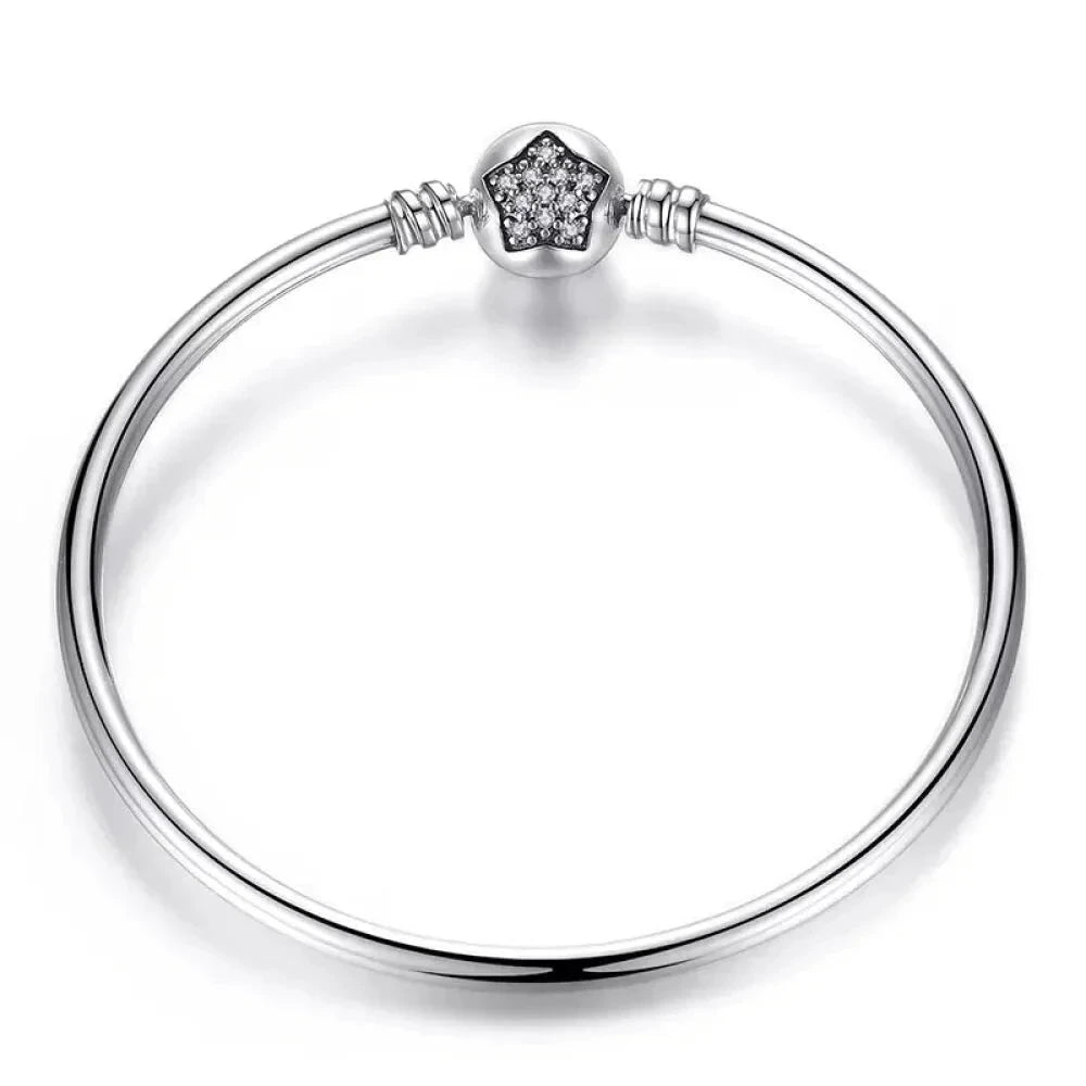 925 Sterling Silver Snake Chain Bangle & Bracelet Pave Setting CZ for Women Pendant Charm Bead DIY Luxury jewellery