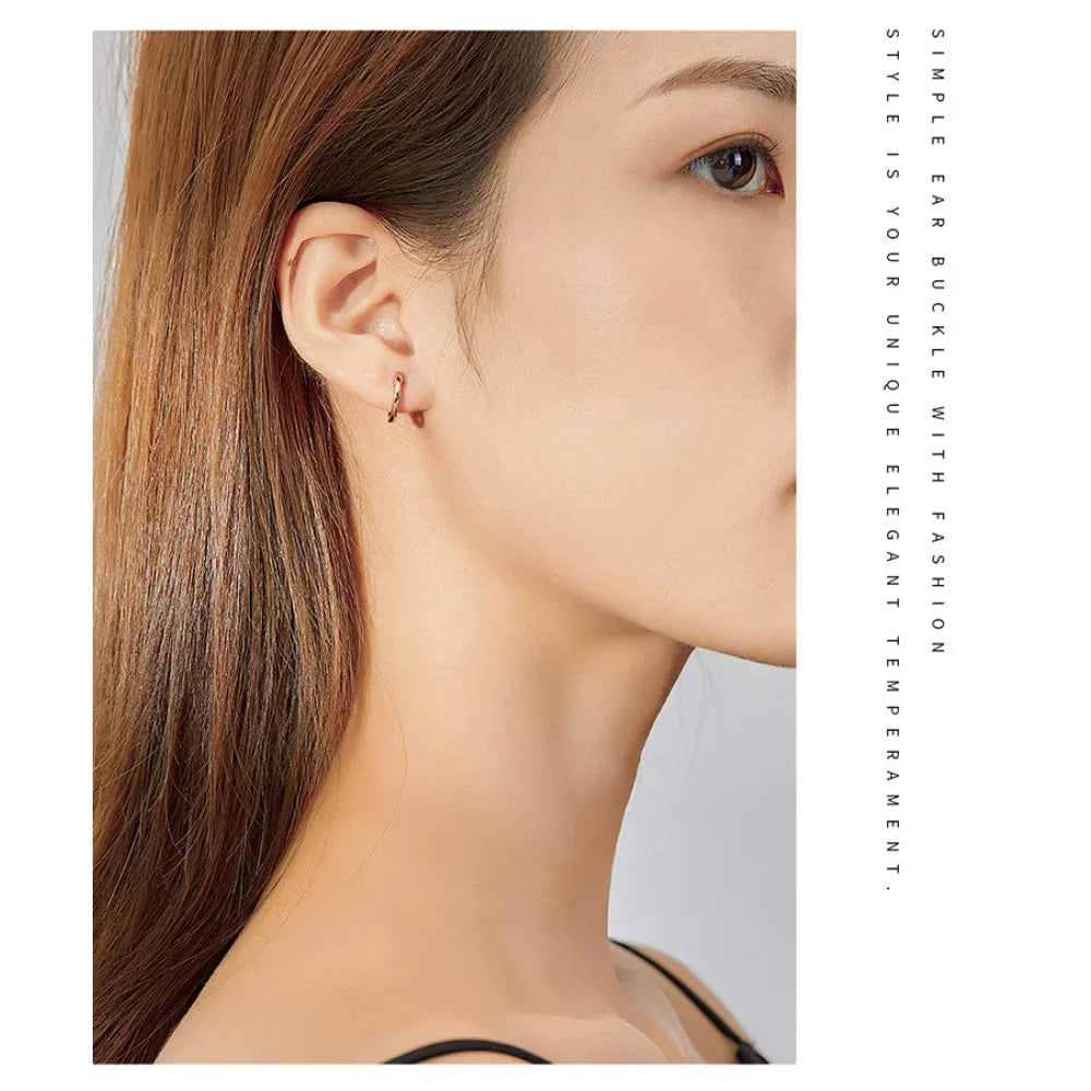 Genuine Sterling Silver Hoop Earrings - Elegant Rose Gold Color - Women’s Fashion jewellery SCE808