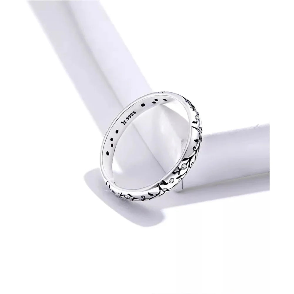 Vintage 925 Sterling Silver Embossed Pattern Ring - Elegant Fine jewellery for Women - Rings