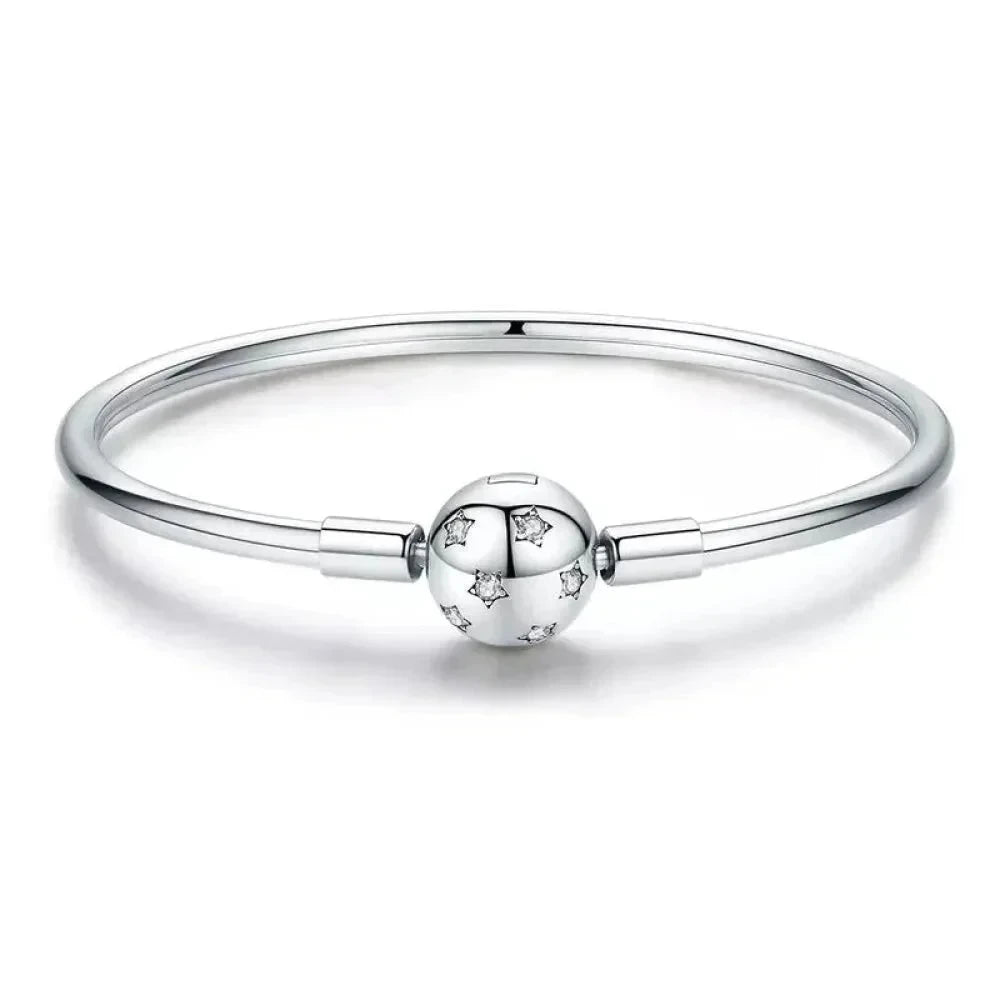 925 Sterling Silver Snake Chain Bangle & Bracelet Pave Setting CZ for Women Pendant Charm Bead DIY Luxury jewellery
