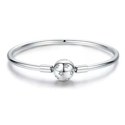 925 Sterling Silver Snake Chain Bangle & Bracelet Pave Setting CZ for Women Pendant Charm Bead DIY Luxury jewellery