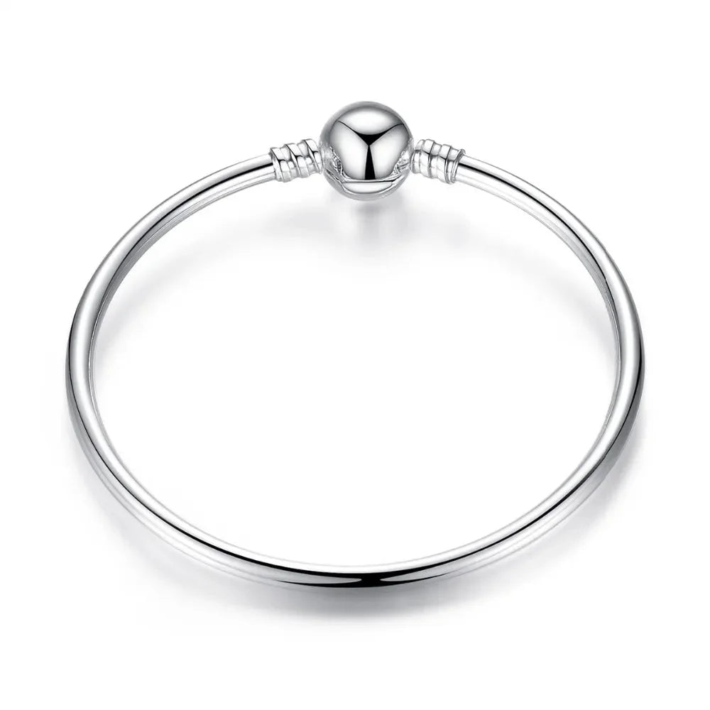 925 Sterling Silver Snake Chain Bangle & Bracelet Pave Setting CZ for Women Pendant Charm Bead DIY Luxury jewellery