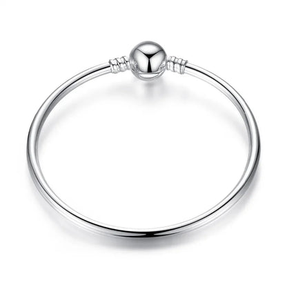 925 Sterling Silver Snake Chain Bangle & Bracelet Pave Setting CZ for Women Pendant Charm Bead DIY Luxury jewellery