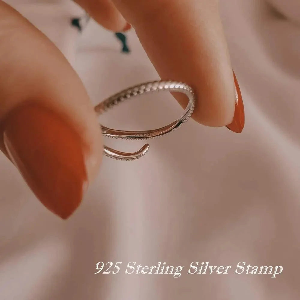 925 Sterling Silver Adjustable Snake Ring with Green Zircon - Fashion jewellery in 4 Colors - Rings