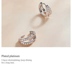 925 Sterling Silver Elegant Geometry Zircon Crystal Double Rings Ear Hoop Earrings