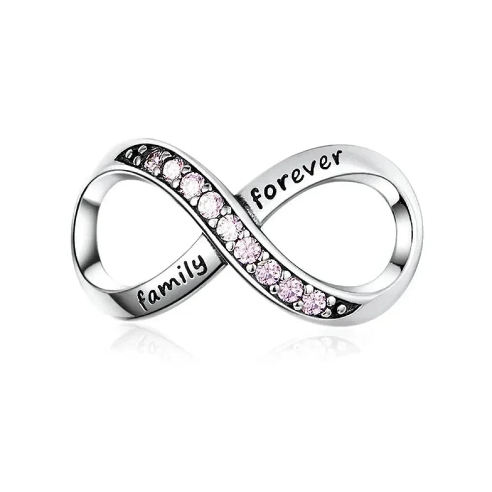 925 Sterling Silver Clear 5A Crystal Collection Family Heart Cross Charm Beads for Bracelet & Necklace Pendant