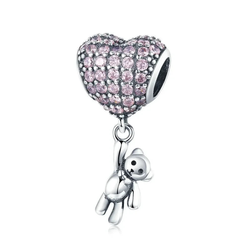Sterling Silver Panda Charm with Bamboo - Compatible Bracelets - Bear And Balloon - Charms