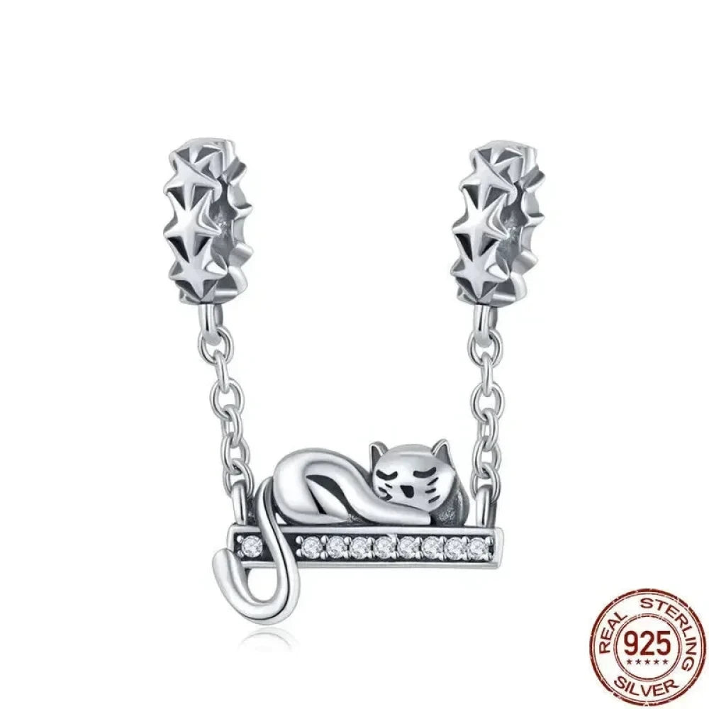 Purrfectly Celestial: Adorable Cat Star Charm (925 Silver) - Charms