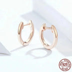 Genuine Sterling Silver Hoop Earrings Elegant Rose Gold Color Women’s Fashion jewelry SCE808