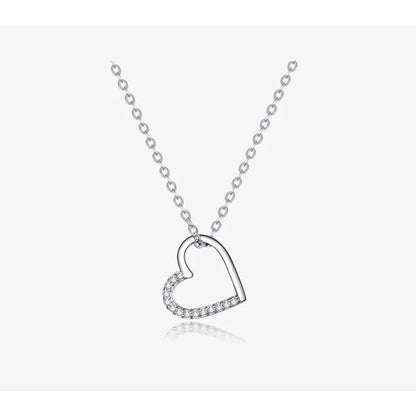 Genuine 925 Sterling Silver The Shape of Love Chain Necklace for Women - Fine jewellery 18.11’’ Collar - Necklaces