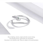 925 Sterling Silver Adjustable Snake Ring With Green Zircon Fashion Jewelry In 4 Colors Rings
