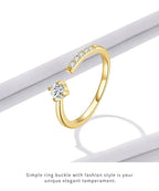 Simple Elegance: Sterling Silver Adjustable Zircon Band Ring Rings