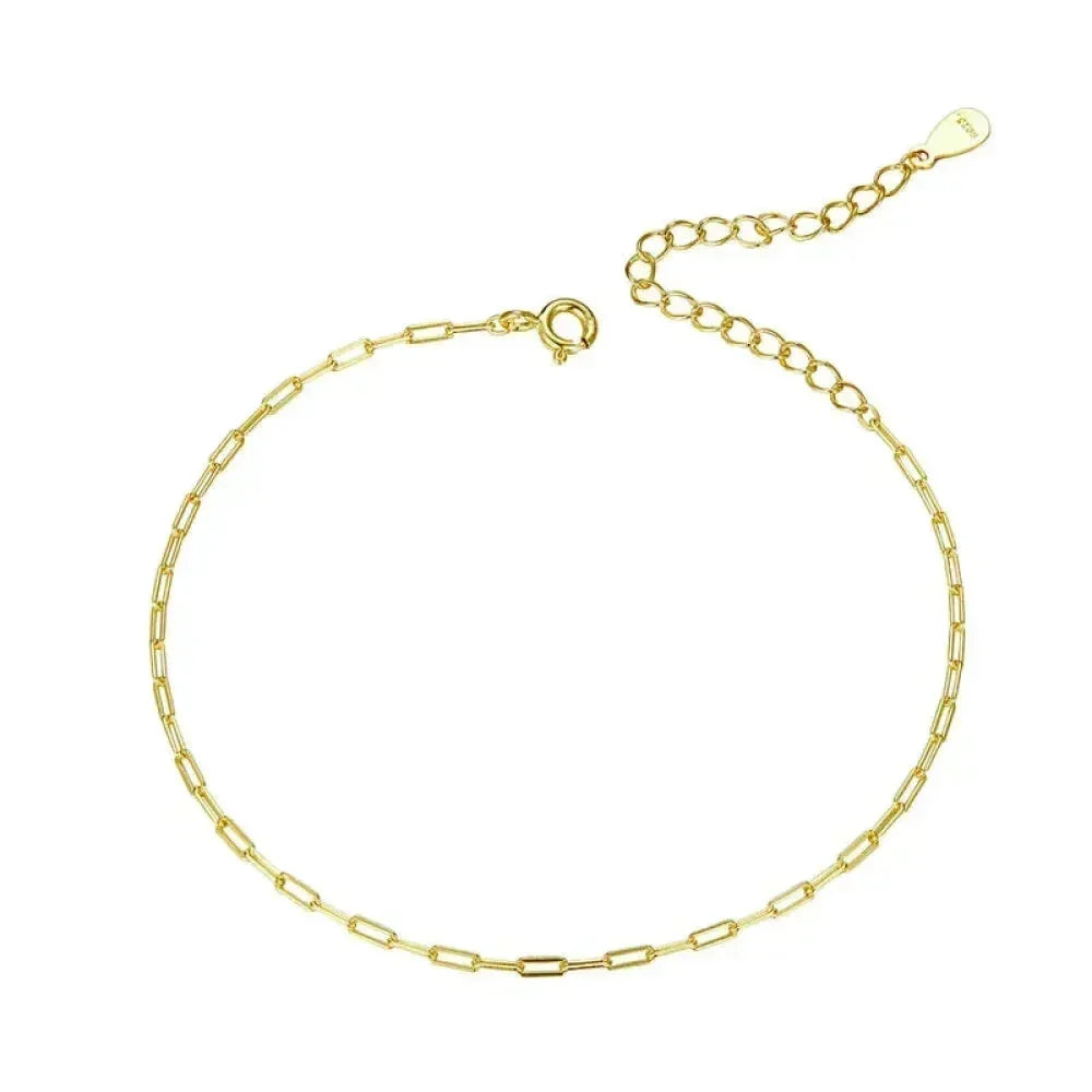 925 Sterling Silver Gold Cable Chain Bracelet | Hollow Link Women’S Fashion Jewelry Scb221 Bracelets
