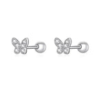 925 Sterling Silver Star And Butterfly Stud Earrings Delicate Fine Jewelry
