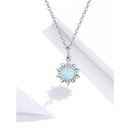 925 Sterling Silver White Opal Sun Pendant Necklace Apollo Chain for Women Necklaces