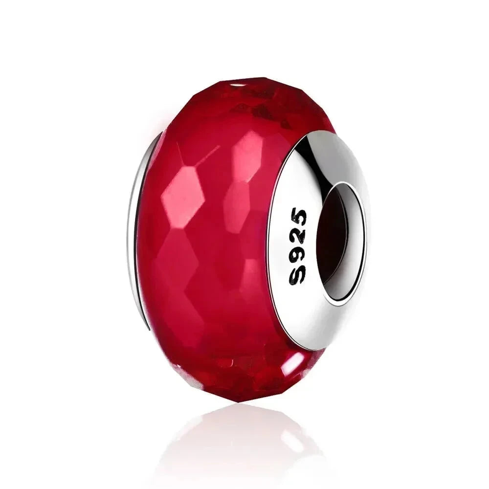 925 Sterling Silver Pink Flower Murano Glass Beads - DIY Bracelet Charms for a Festive Touch (SCZ001) - Scz036 - Bead