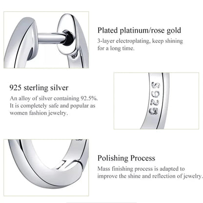 Genuine Sterling Silver Hoop Earrings - Elegant Rose Gold Color - Women’s Fashion jewellery SCE808