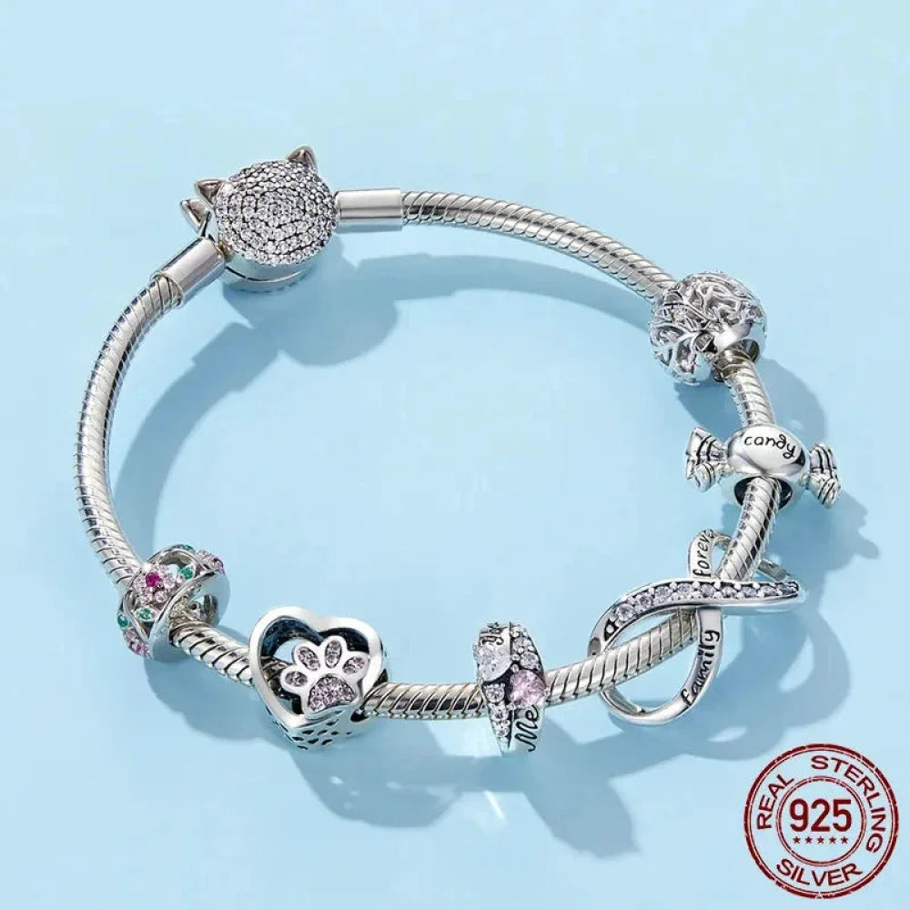 Dazzle in Elegance with 925 Sterling Silver CZ Beads for Bracelets & Bangles - Charms