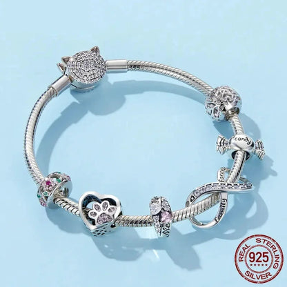 Dazzle in Elegance with 925 Sterling Silver CZ Beads for Bracelets & Bangles - Charms