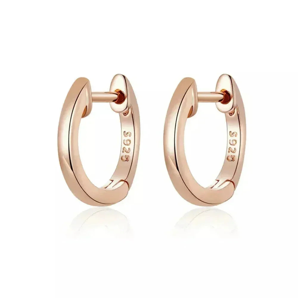 Genuine Sterling Silver Hoop Earrings Elegant Rose Gold Color Women’s Fashion jewelry SCE808