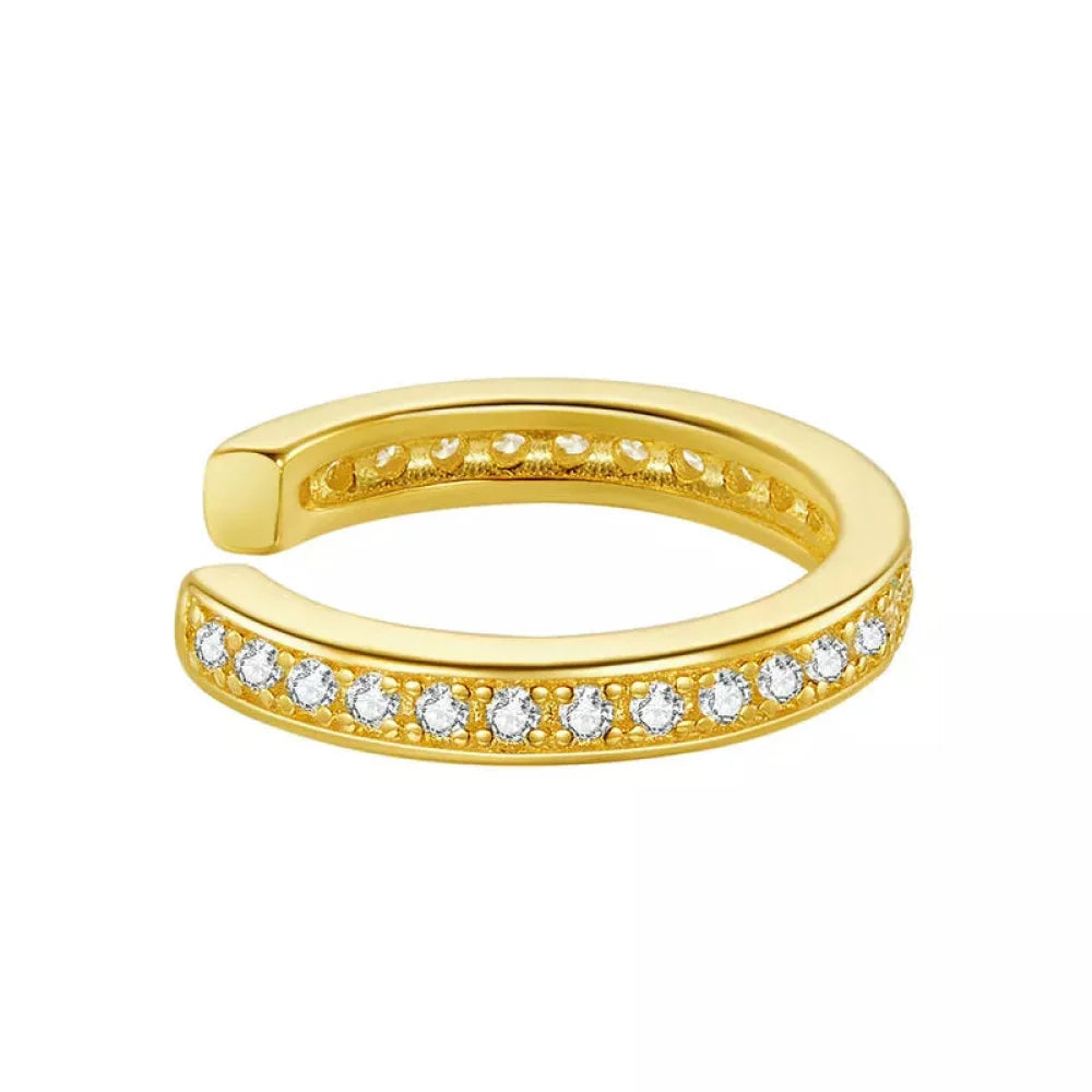 925 Sterling Silver Ear Cuff - Elegant Gold Color Clip Earrings for Women - Sce998-B