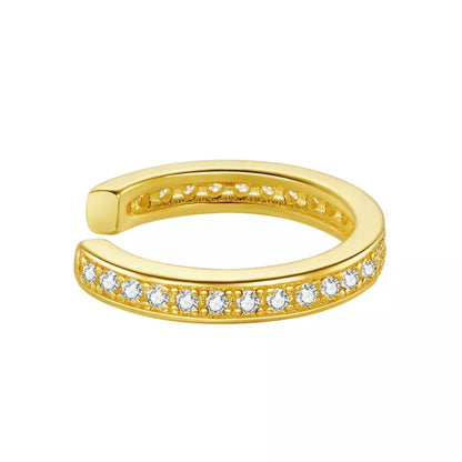 925 Sterling Silver Ear Cuff - Elegant Gold Color Clip Earrings for Women - Sce998-B