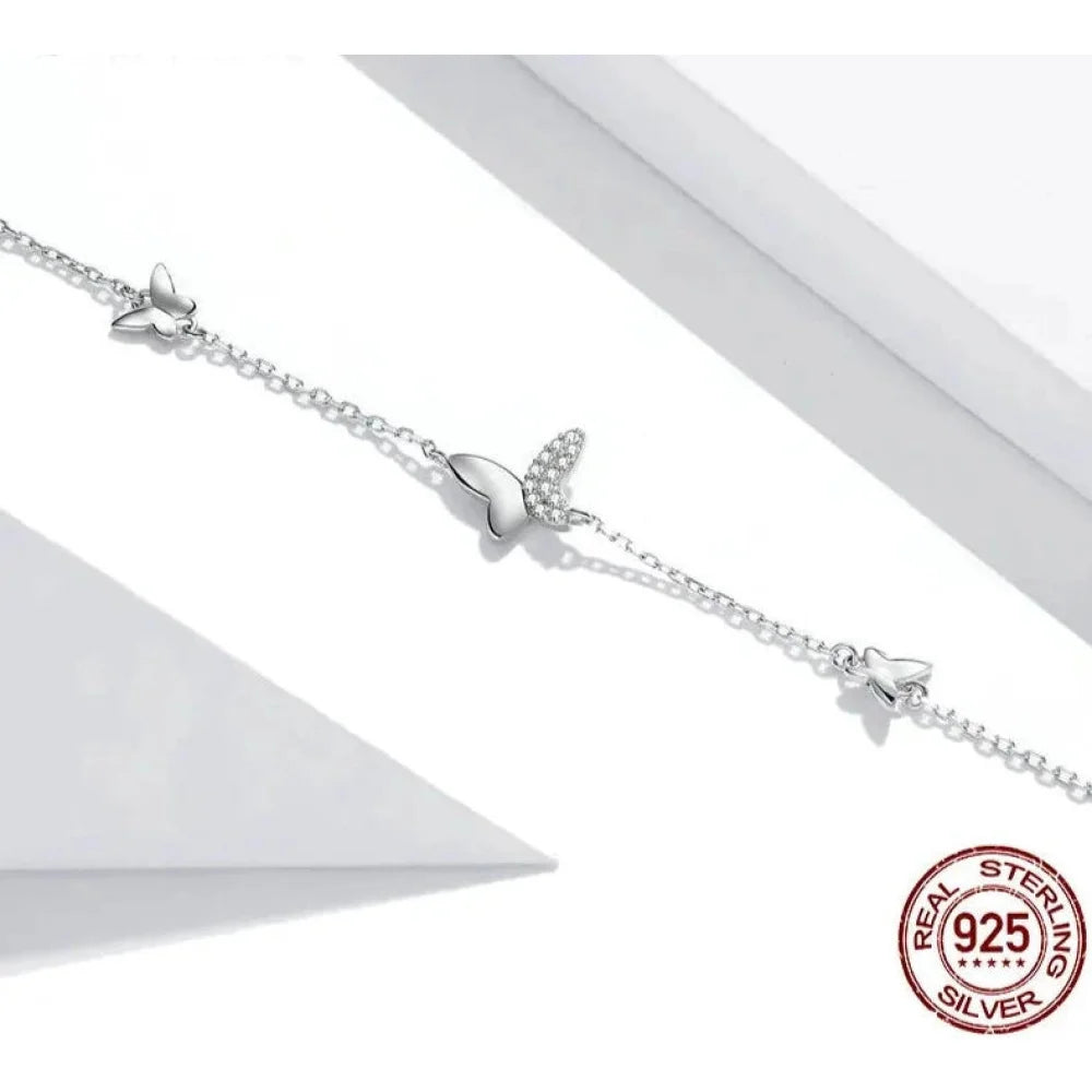 Delicate Sterling Silver Butterfly Bracelet - A Symbol of Freedom and Transformation - Bracelets