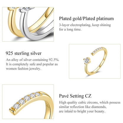 Simple Elegance: Sterling Silver Adjustable Zircon Band Ring - Rings