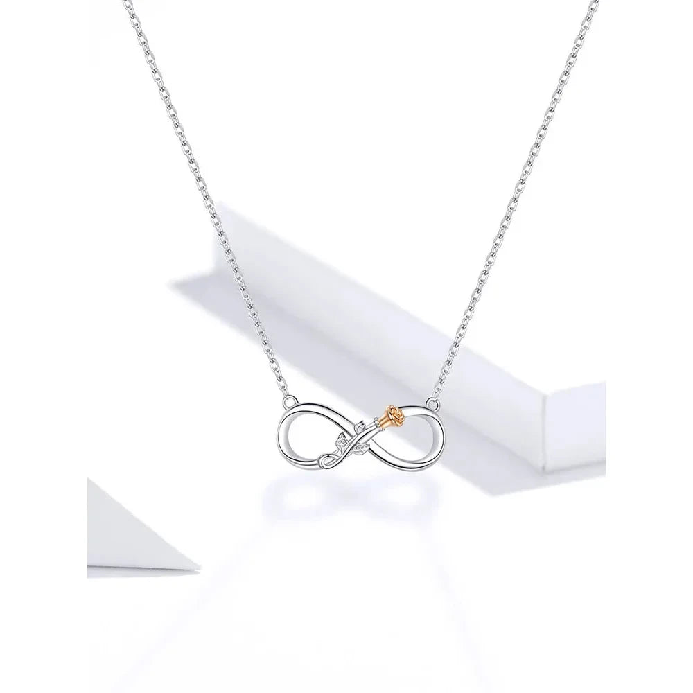 Delicate Rose: Sterling Silver Choker Necklace with Infinity Design - Necklaces