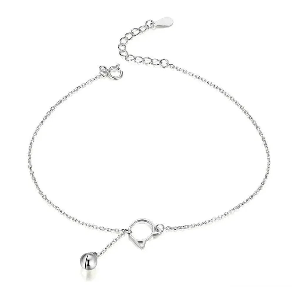 Simple Essential Bead Link Anklets - 925 Sterling Silver Bracelet for Foot jewellery
