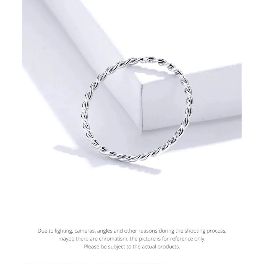 925 Sterling Silver Braided Texture Twisted Eternity Band Stackable Rings - Fine jewellery