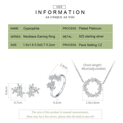Dazzling Starry Night: 925 Silver Necklace & Ring Set with Cubic Zirconia - Jewelry Sets