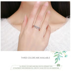 Breathtaking 925 Sterling Silver Double Circle Black Clear Cz Stackable Ring Rings