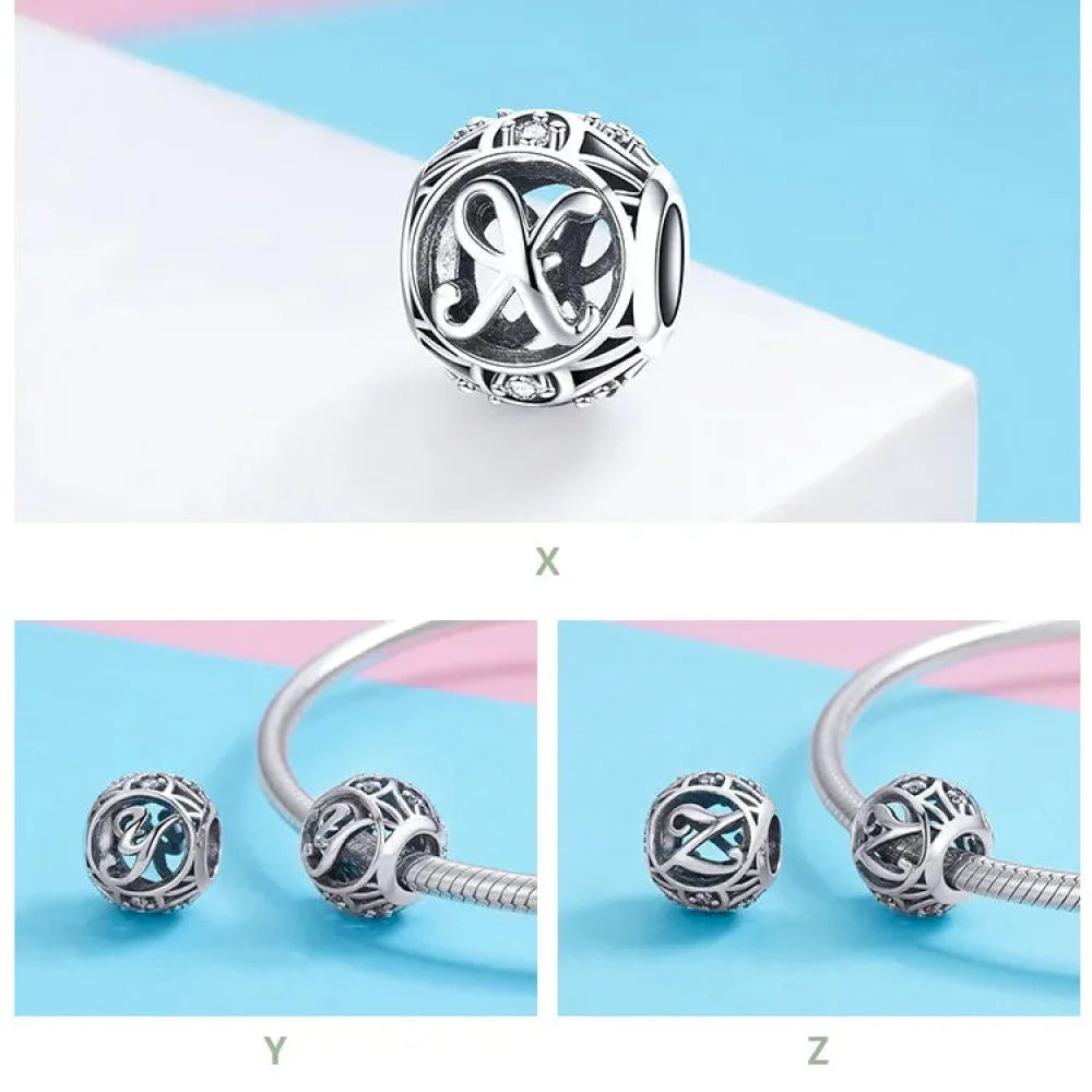 925 Sterling Silver Alphabet Charms - A to Z Letter Collection for DIY jewellery Making