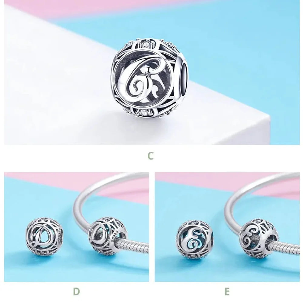 925 Sterling Silver Alphabet Charms - A to Z Letter Collection for DIY jewellery Making