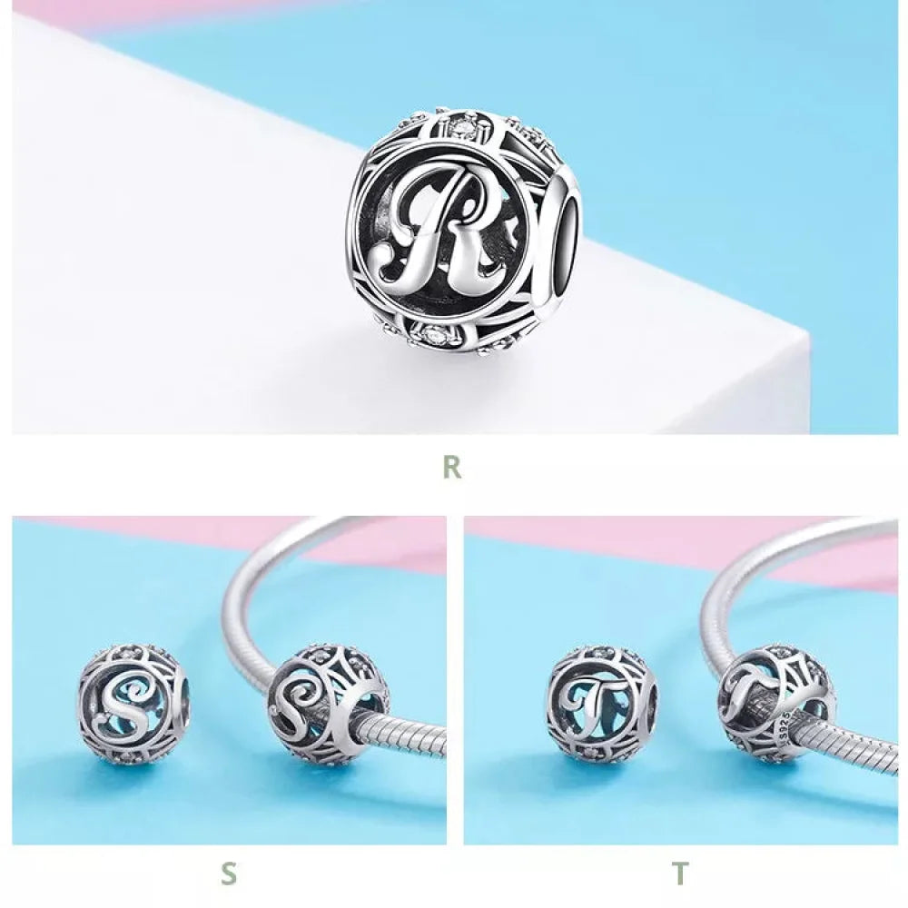925 Sterling Silver Alphabet Charms - A to Z Letter Collection for DIY jewellery Making