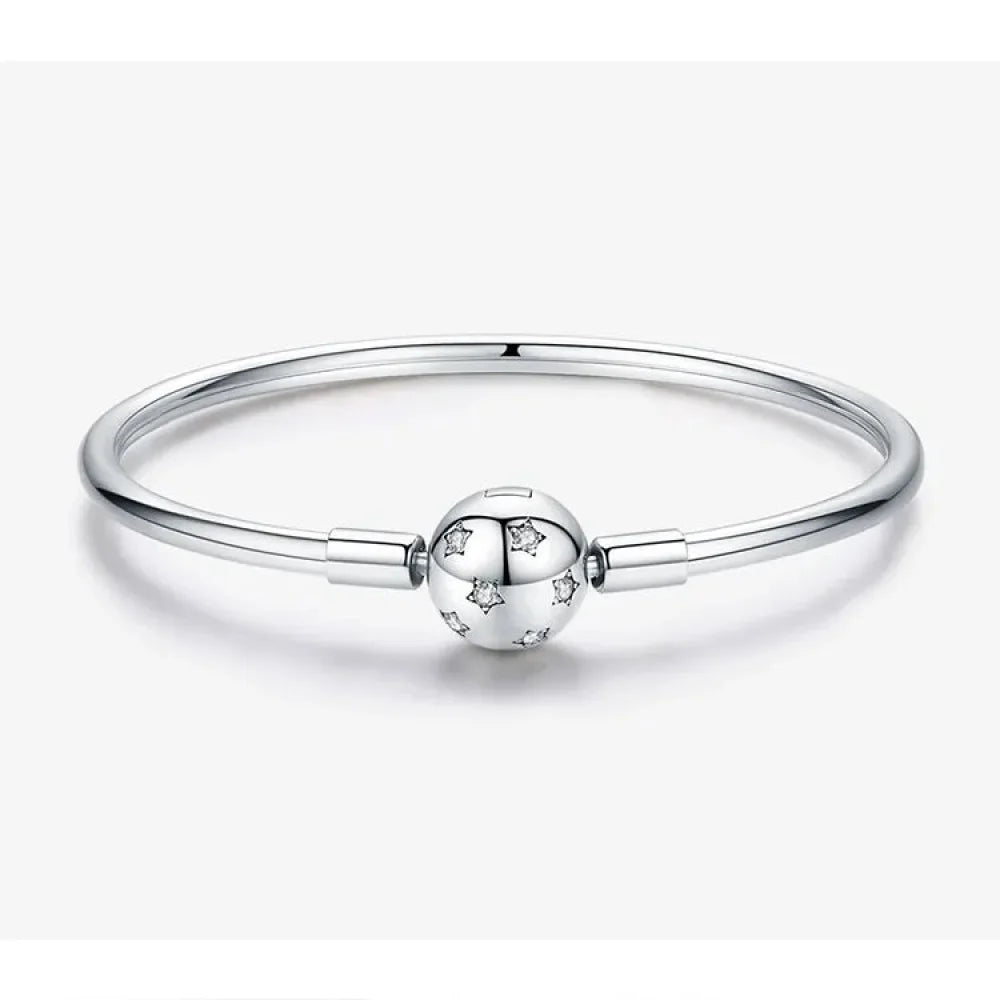 925 Sterling Silver Snake Chain Bangle & Bracelet Pave Setting CZ for Women Pendant Charm Bead DIY Luxury jewellery