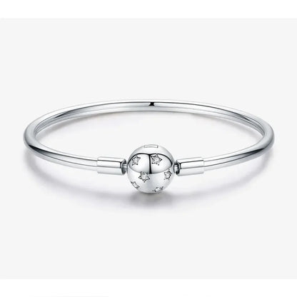 925 Sterling Silver Snake Chain Bangle & Bracelet Pave Setting CZ for Women Pendant Charm Bead DIY Luxury jewellery