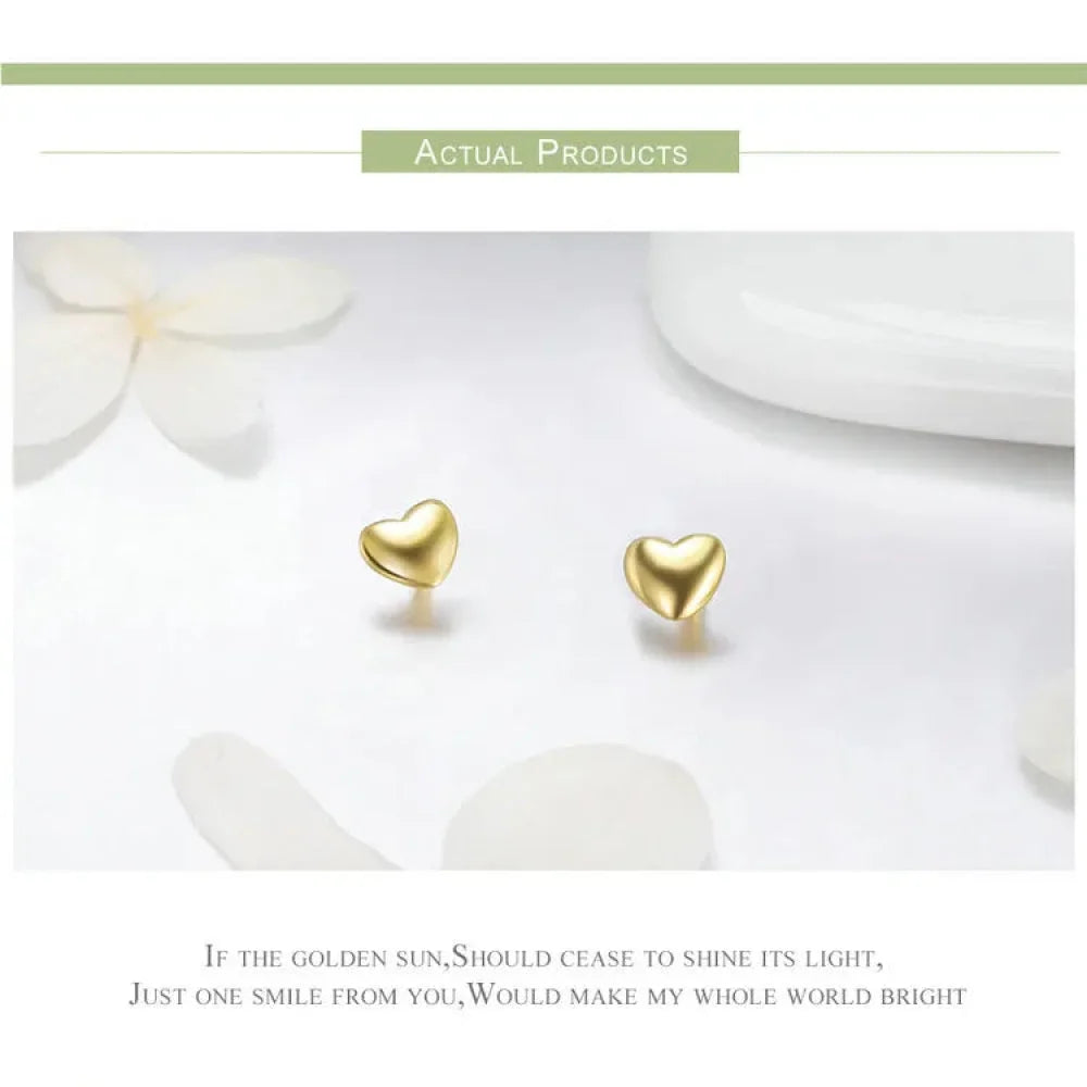 925 Sterling Silver Petite Plain Hearts Stud Earrings | Minimalist Fine jewellery
