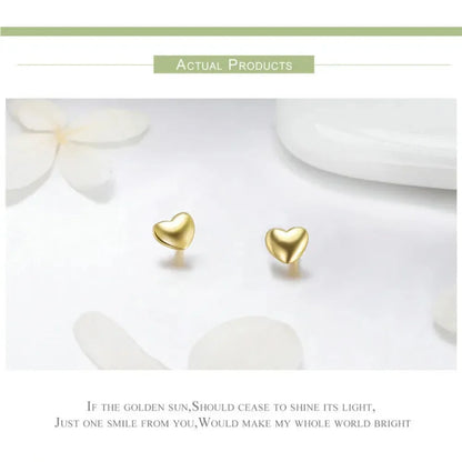 925 Sterling Silver Petite Plain Hearts Stud Earrings | Minimalist Fine jewellery