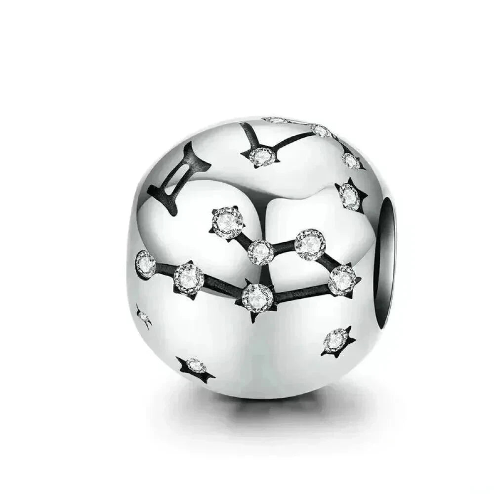 Vintage 925 Sterling Silver Twelve Constellations Star Sign Zodiac Beads Charms for DIY Bracelet Necklace - Gemini