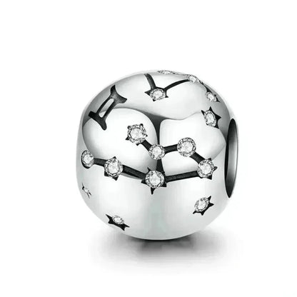 Vintage 925 Sterling Silver Twelve Constellations Star Sign Zodiac Beads Charms for DIY Bracelet Necklace - Gemini